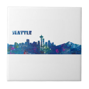 Seattle Skyline-Silhouette Fliese