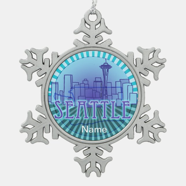 Seattle Skyline Snowflake Ornament (Vorderseite)