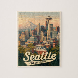 Seattle Skyline – Space Needle & Mount Rainier Puzzle