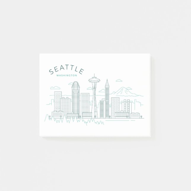 Seattle Skyline Stroke Post-it Klebezettel (Vorderseite)
