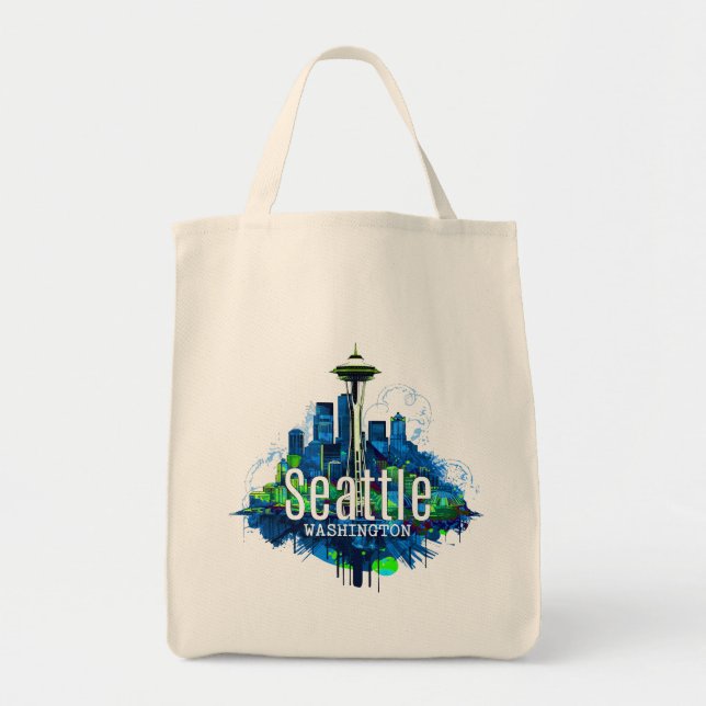 Seattle Skyline Stroke Tragetasche (Vorne)