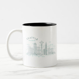 Seattle Skyline Stroke Zweifarbige Tasse