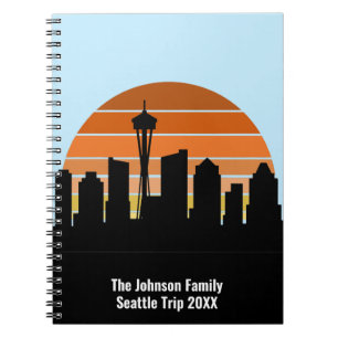 Seattle Skyline Sunset Custom Family Trip Notizblock