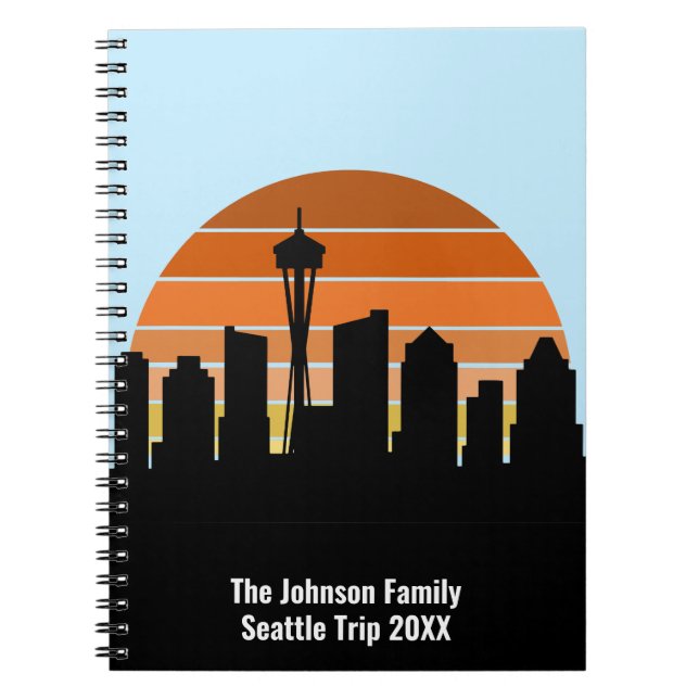 Seattle Skyline Sunset Custom Family Trip Notizblock (Vorderseite)
