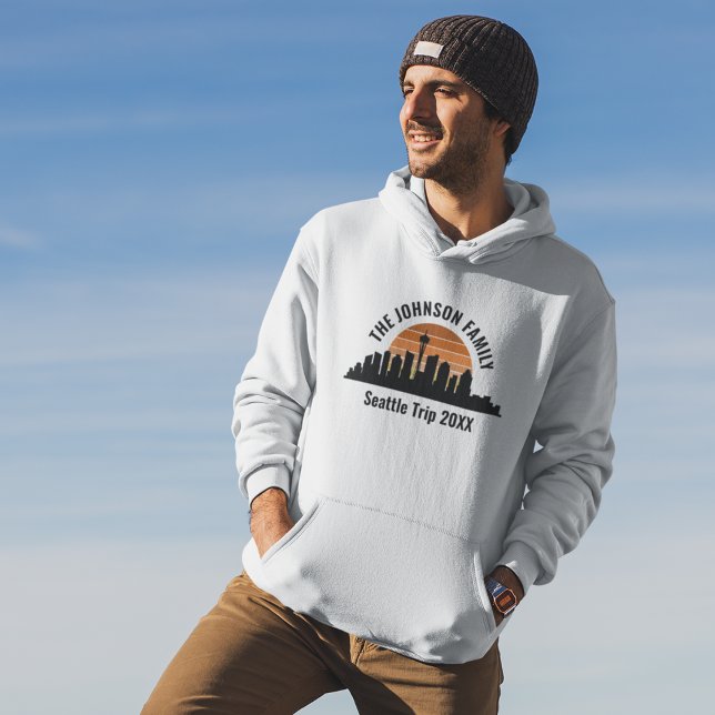 Seattle Skyline Sunset Custom Family Vacation Hoodie (Von Creator hochgeladen)