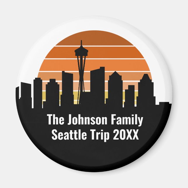 Seattle Skyline Sunset Trip Halten Sie Personalisi Magnet (Vorne)