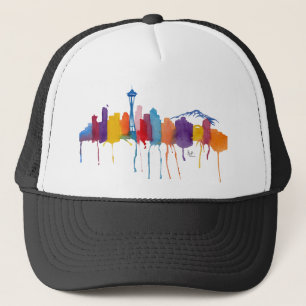 Seattle Skyline w Logo Truckerkappe
