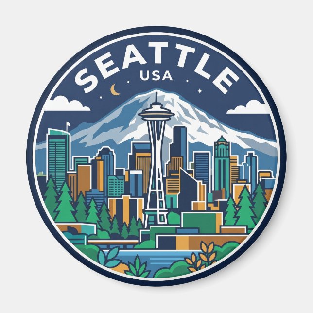 Seattle Skyline Washington Magnet (Vorne)