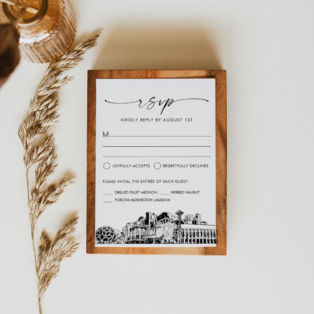 Seattle Skyline Wedding RSVP Response Card Karte (Von Creator hochgeladen)