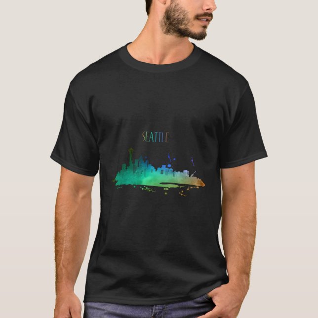 Seattle Skyline World Football Souvenir City Water T-Shirt (Vorderseite)
