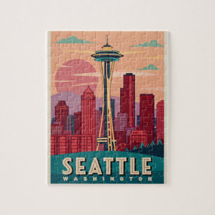 Seattle - Smarald City Skyline Puzzle