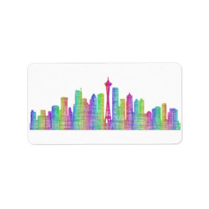 Seattle-Stadt-Skyline Adressaufkleber