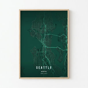 Seattle Stadtplan Druck Washington Stadt Wandkunst Poster