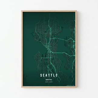 Seattle Stadtplan Druck Washington Stadt Wandkunst Poster