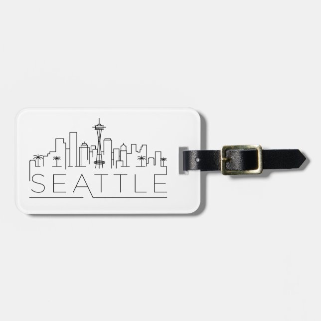 Seattle Stylized City Skyline Gepäckmarke Gepäckanhänger (Vorderseite horizontal)