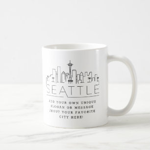 Seattle Stylized Skyline   Benutzerdefinierter Slo Kaffeetasse