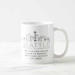 Seattle Stylized Skyline   Benutzerdefinierter Slo Kaffeetasse