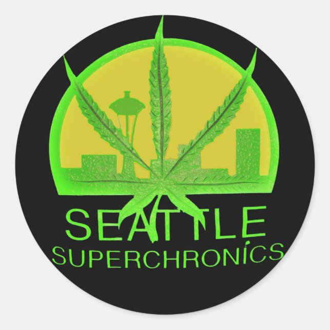 Seattle Superchronics (Schwarz) Runder Aufkleber (Vorderseite)