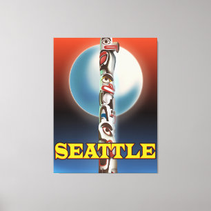 Seattle Totem Pol Reiseplakat Leinwanddruck