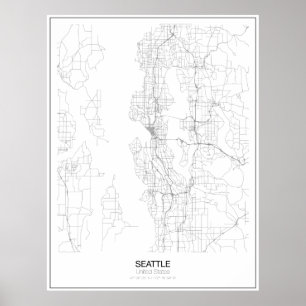 Seattle, United Staaten Minimalistisch Map Poster