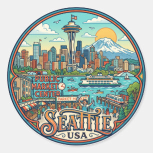 Seattle USA Runder Aufkleber