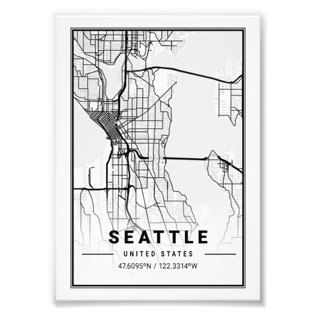 Seattle - Vereinigte Staaten - Ligth City Map Fotodruck (Vorne)