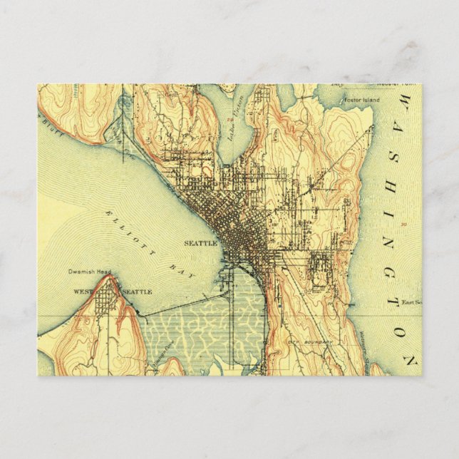Seattle Vintag Map Travel Postkarte (Vorderseite)