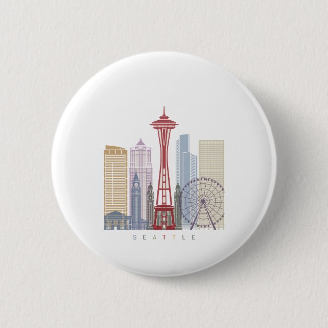Seattle Vintage Poster Button (Vorderseite)