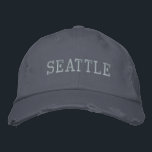 SEATTLE Vintager blauer Baumwolle Bestickte Baseballkappe<br><div class="desc">SEATTLE Blau Stickig Vintage Stil bedrückte Baumwollhut. Ein wunderbares Geschenk für alle, die Seattle WA Lieben! Wenn Sie Ihren persönlichen Text bevorzugen, wählen Sie einfach den Knopf "Diese Vorlage personalisieren", um Ihre Auswahl an benutzerdefiniertem Text einzugeben. Die Stickerei kann auch an andere Farbeinstellungen angepasst werden, indem Sie die Schaltfläche "Design...</div>