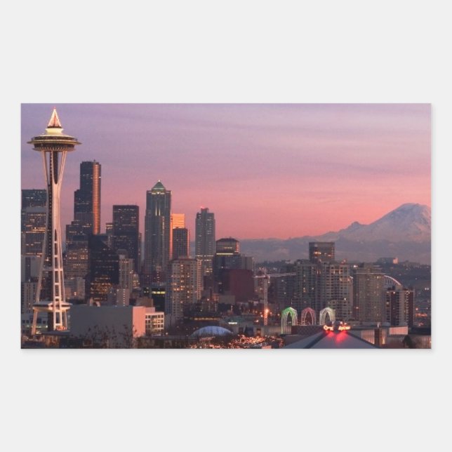 Seattle vom Kerry Park. Rechteckiger Aufkleber (Vorderseite)