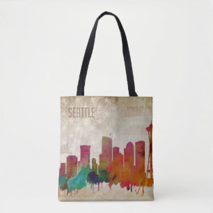 Seattle, WA Aquarell-Stadt-Skyline