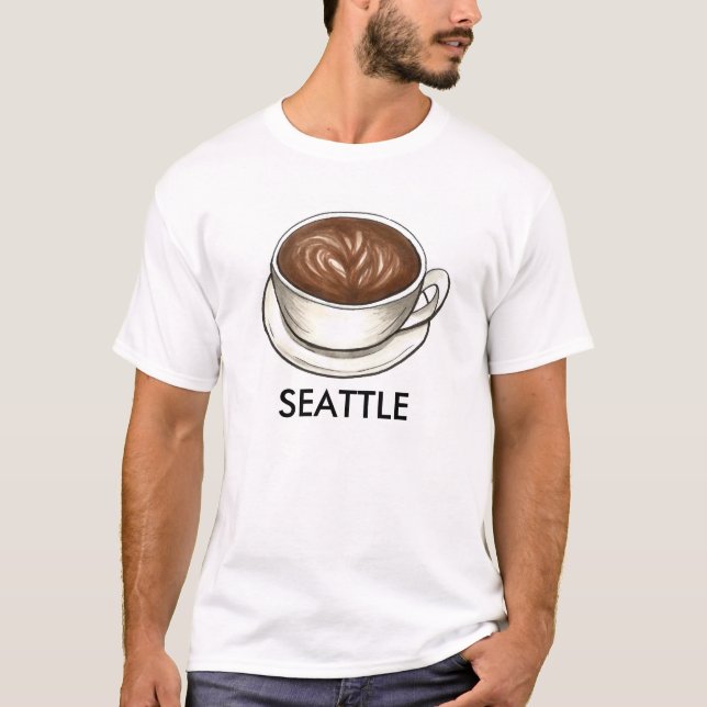 Seattle WA Coffee Cup Classic Latte Shop Barista T-Shirt (Vorderseite)