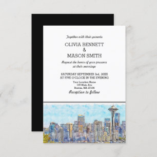 Seattle Wa Skyline Cityscape Hochzeit Einladung