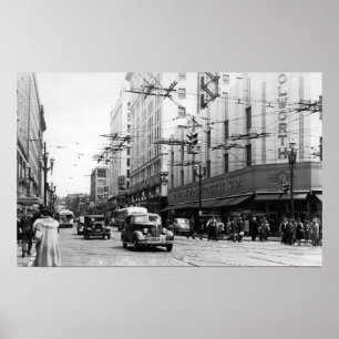 Seattle, WA Straßen-Szenen-im Stadtzentrum Poster