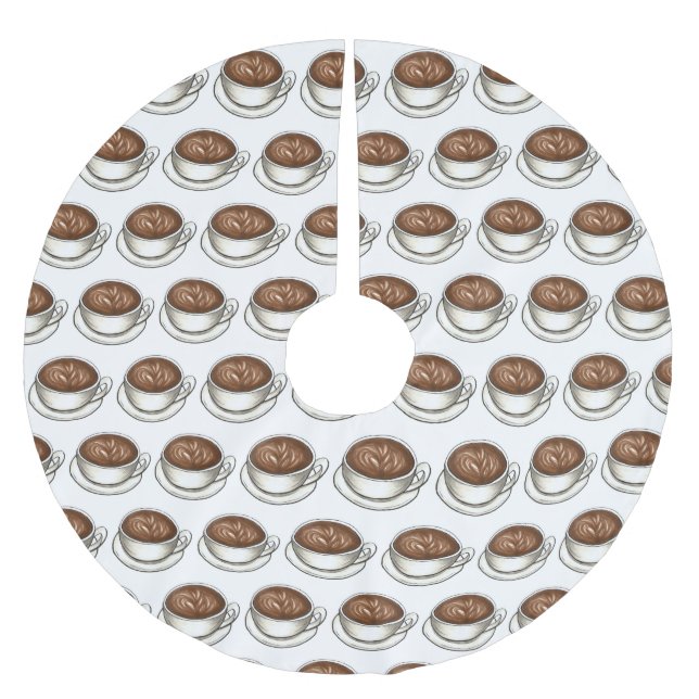 Seattle WA Washington Coffee Cup Latte Polyester Weihnachtsbaumdecke (Vorderseite)