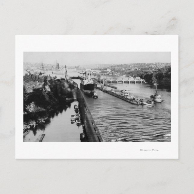 Seattle, WABallard sperrt Schiffskanal-Foto Postkarte (Vorderseite)