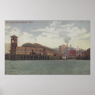 Seattle, WAColeman Dock auf Seattle-Ufergegend Poster