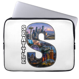 Seattle Wahrzeichen Initiale Buchstaben Kunst Laptopschutzhülle