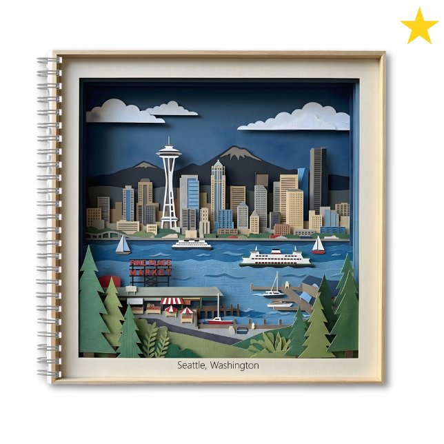 Seattle Washington America Layered Paper Art Notizbuch (Von Creator hochgeladen)
