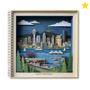 Seattle Washington Amerika Geschichtete Papierkuns Notizbuch
