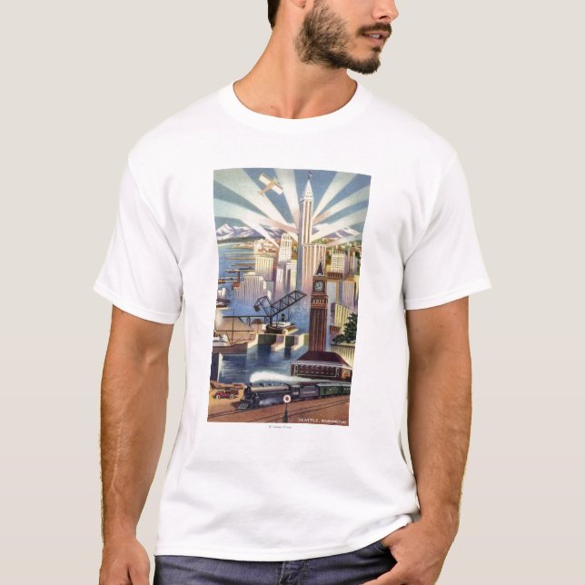 Seattle, Washington - Ansicht des Stadtzentrums T-Shirt (Vorderseite)