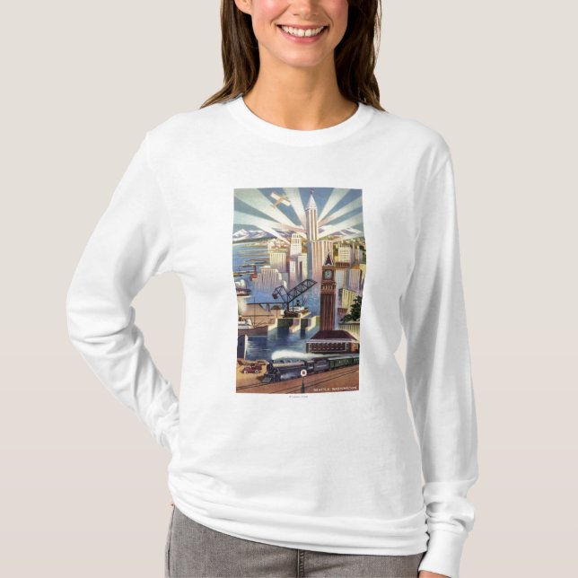 Seattle, Washington - Ansicht des Stadtzentrums T-Shirt (Vorderseite)