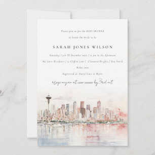 Seattle Washington Aquarell-Landschaft Baby Shower Einladung
