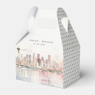 Seattle, Washington Aquarell-Landschaft-Hochzeit Geschenkschachtel
