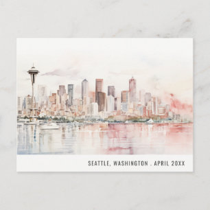 Seattle, Washington Aquarell-Landschaft-Hochzeit Postkarte