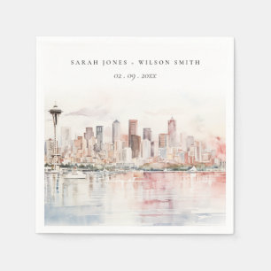 Seattle, Washington Aquarell-Landschaft-Hochzeit Serviette