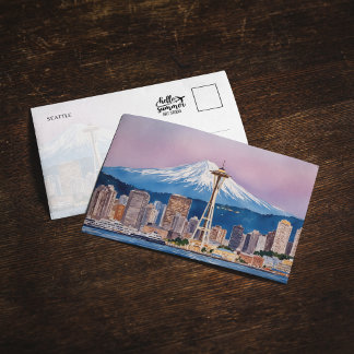 Seattle Washington Aquarell Postkarte