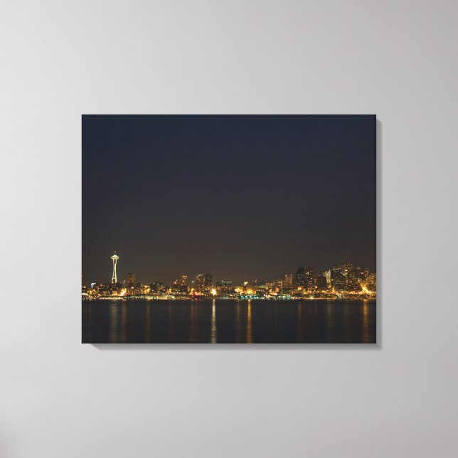 Seattle, Washington bei der Leinwand Night 3 Panel (Vorderseite)