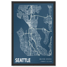 Seattle Washington Blueprint Stadtplan Vintage