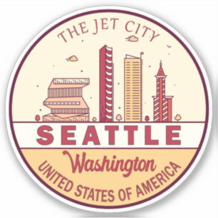 Seattle Washington City Skyline Emblem Aufkleber